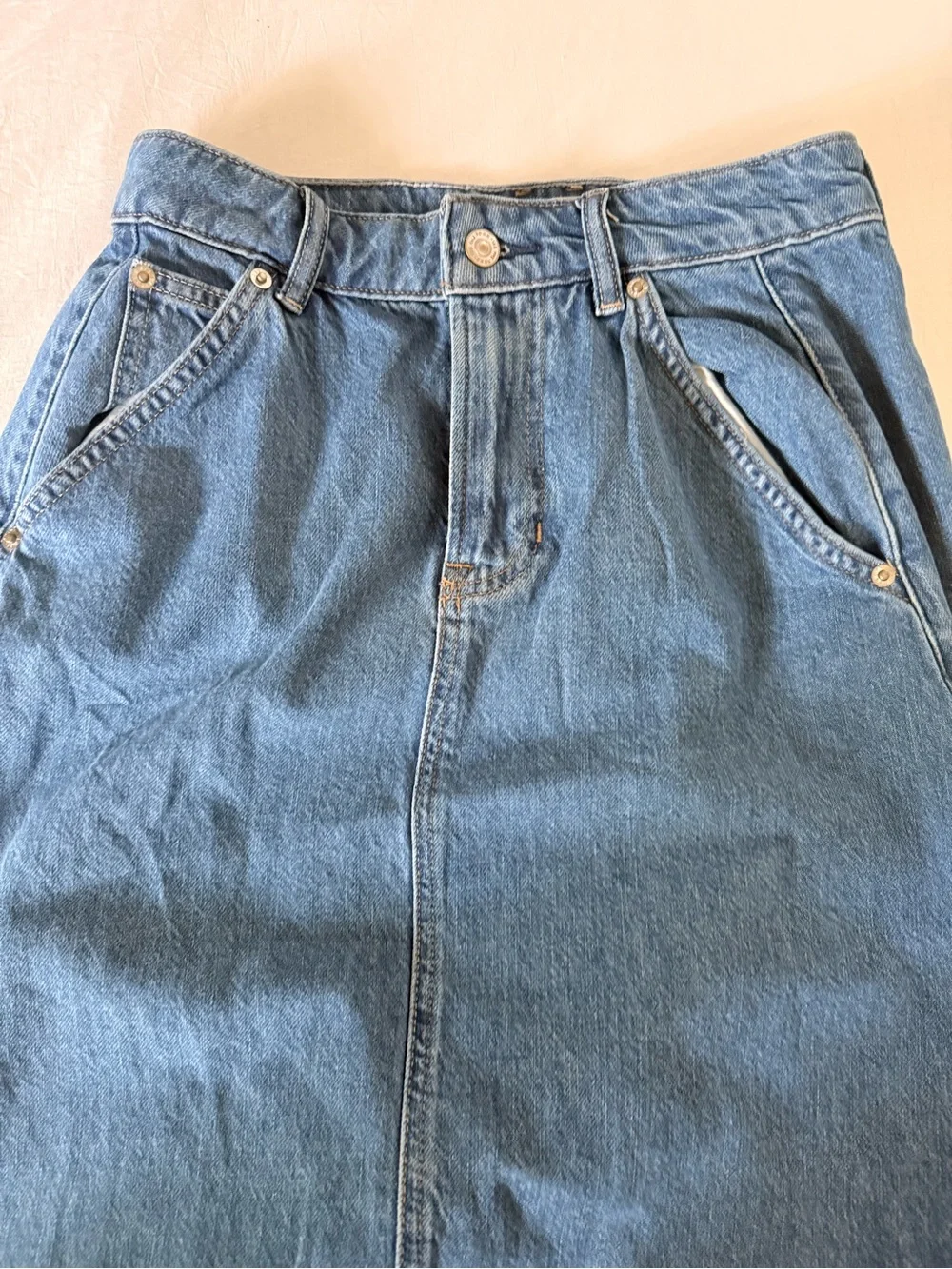 Free People Blue Denim Maxi Skirt